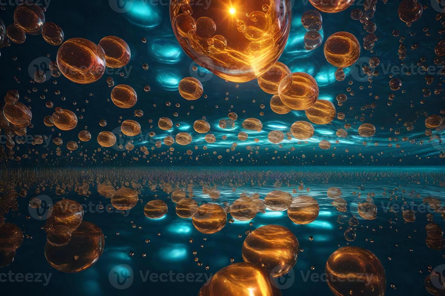 Abstract background with bubbles and light photo