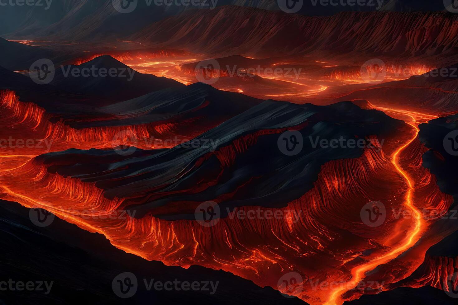 An image of a lava flow in the mountains photo