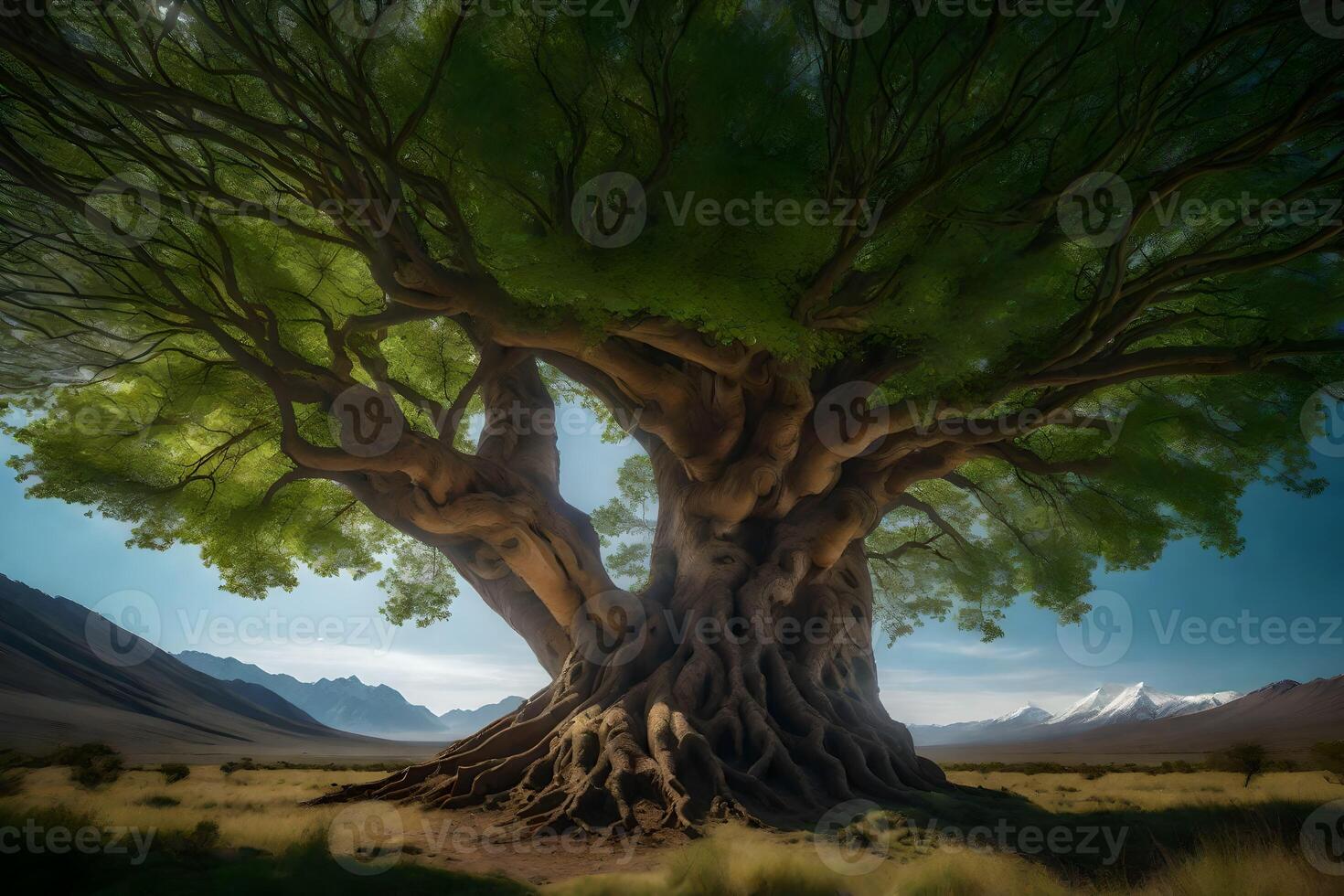 The tree of life, a large tree in the middle of a field photo