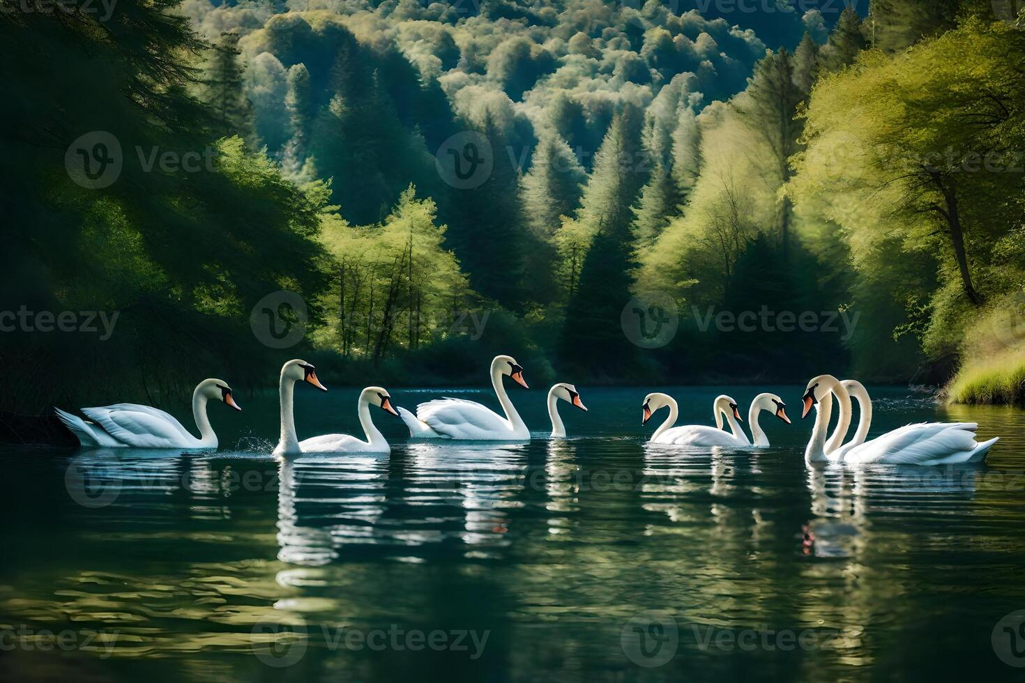 Swans in the water photo