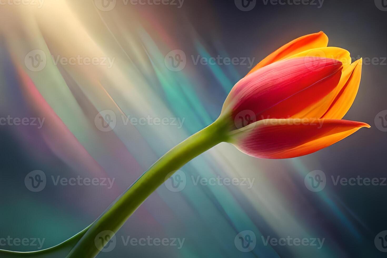 A tulip is shown in a painting with a bright background photo