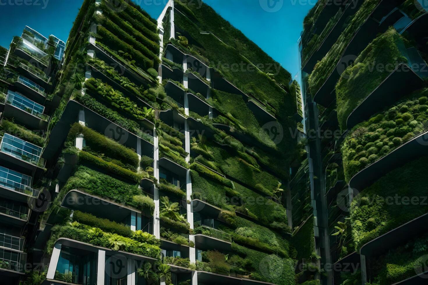 The vertical green wall of a building photo