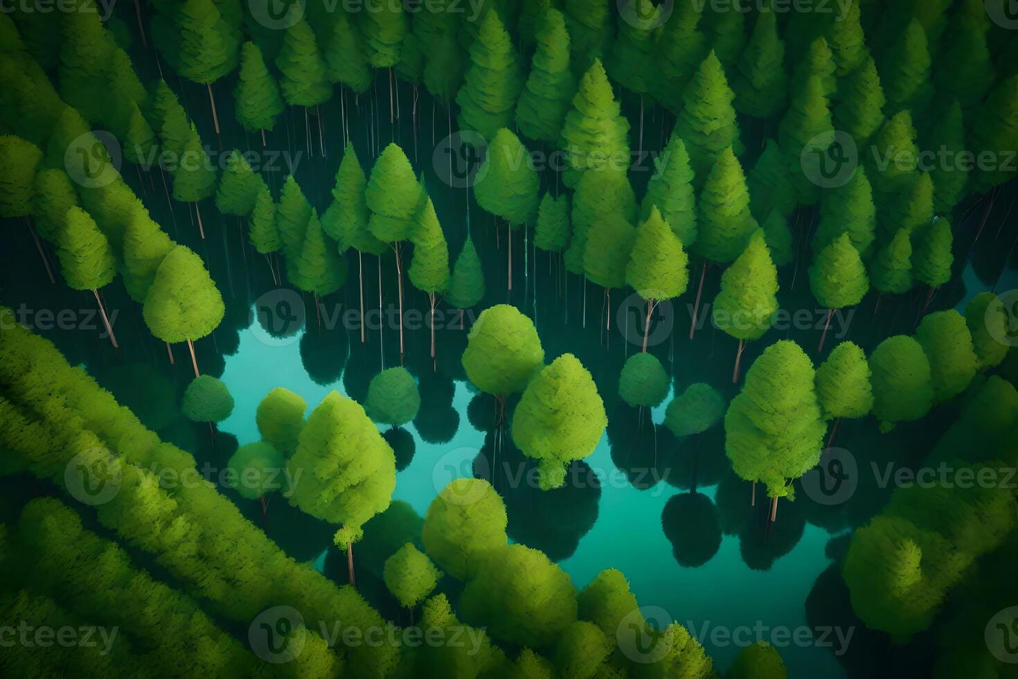 An aerial view of a forest with trees photo