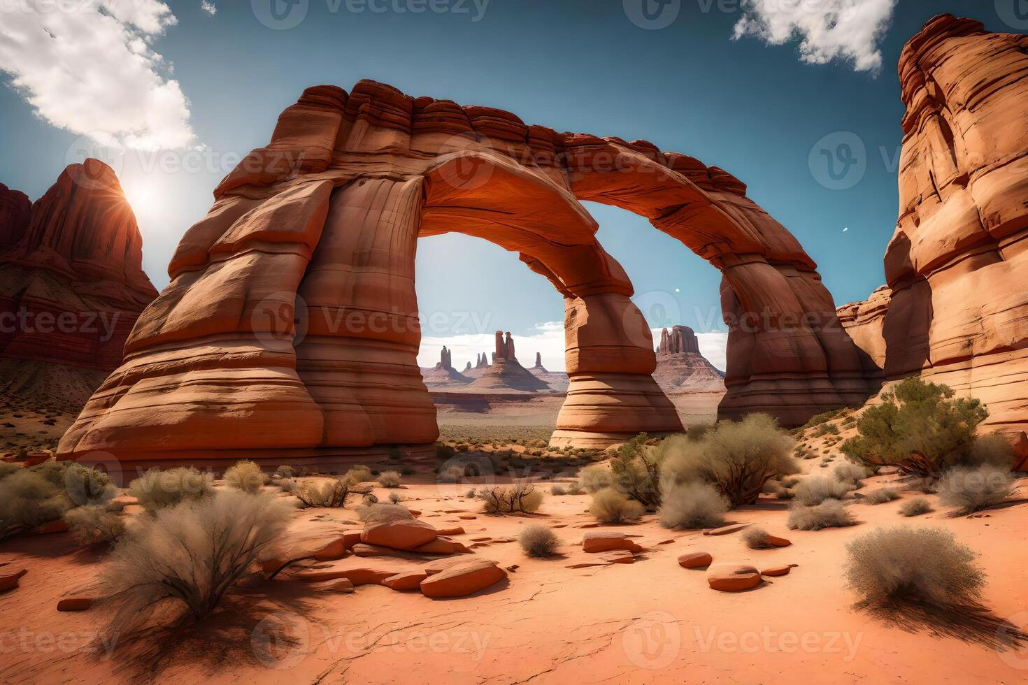 The arch in the desert is shown in this image photo