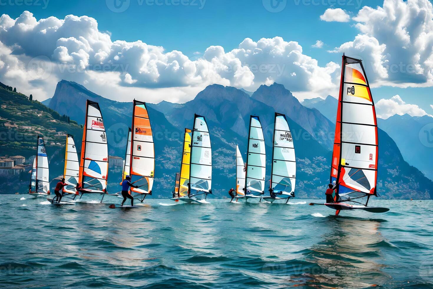 Windsurfers in the water photo