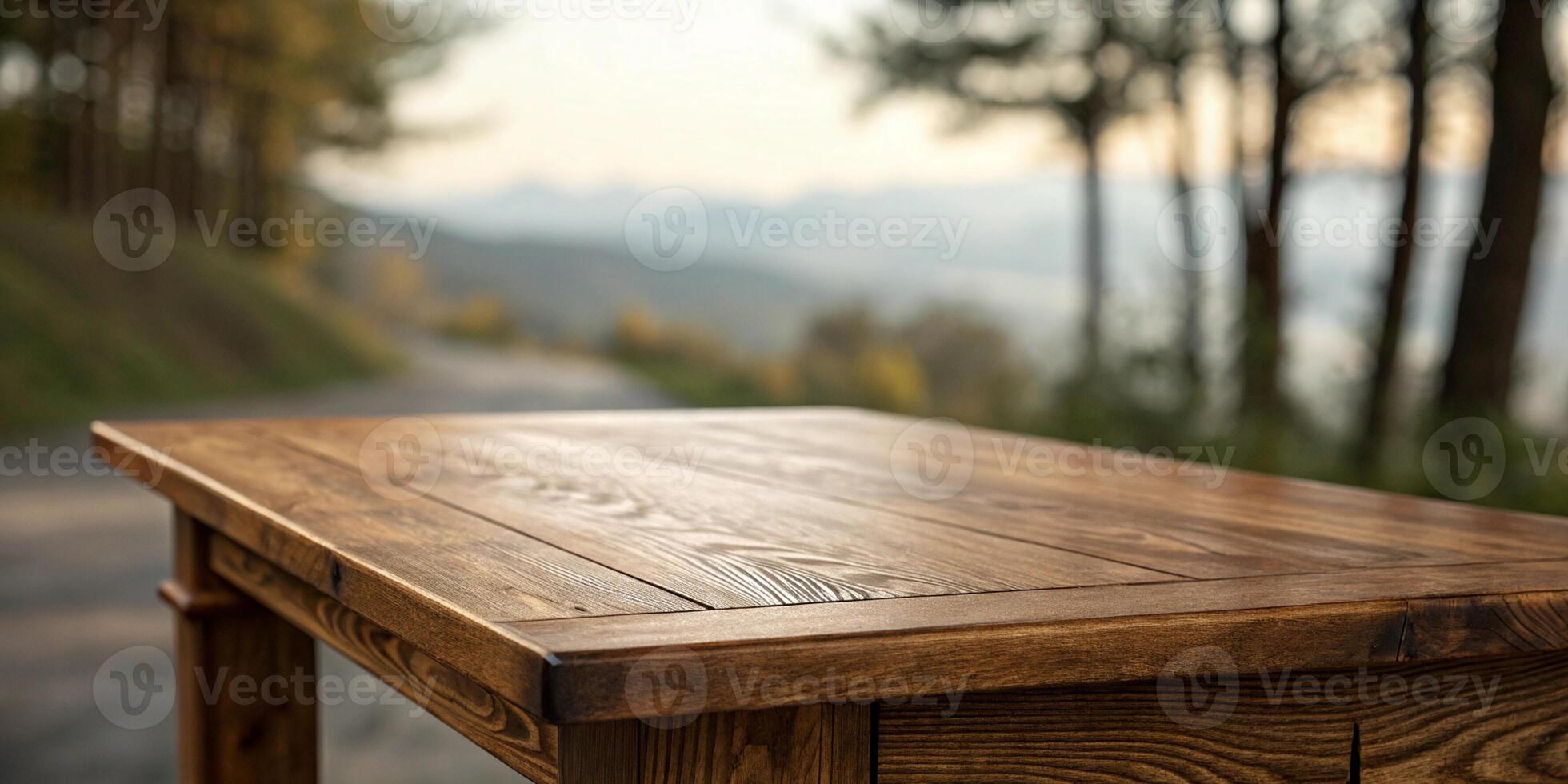 Cozy Cafe Decor with Rustic Table photo