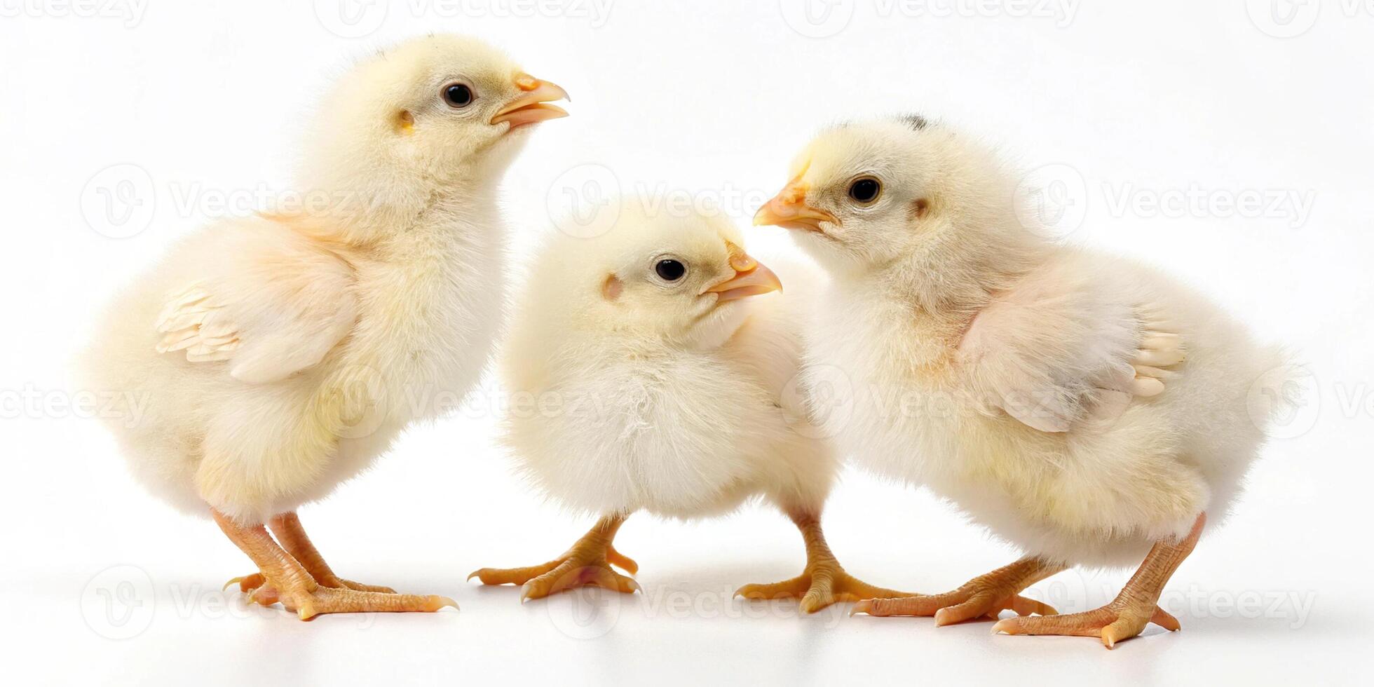 Group of Fluffy Chicks in Studio Shot photo