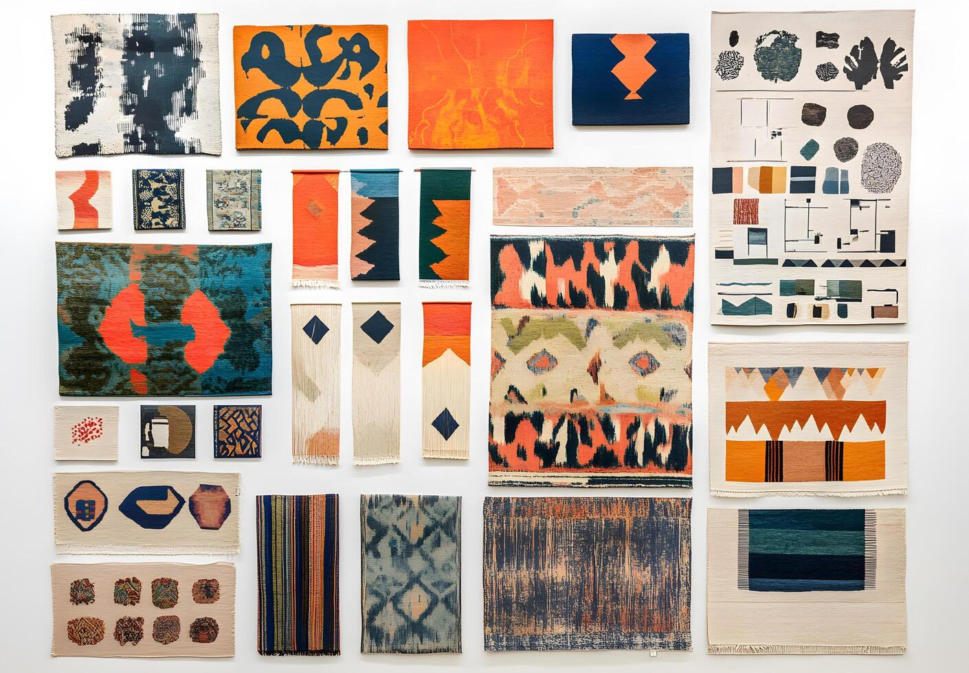 Collection of colorful textile design samples. photo