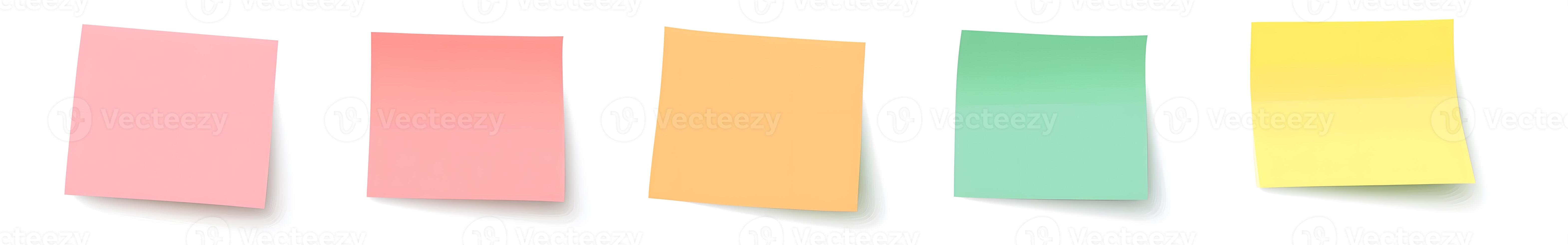 Colorful rectangular note papers displayed on a white background. photo
