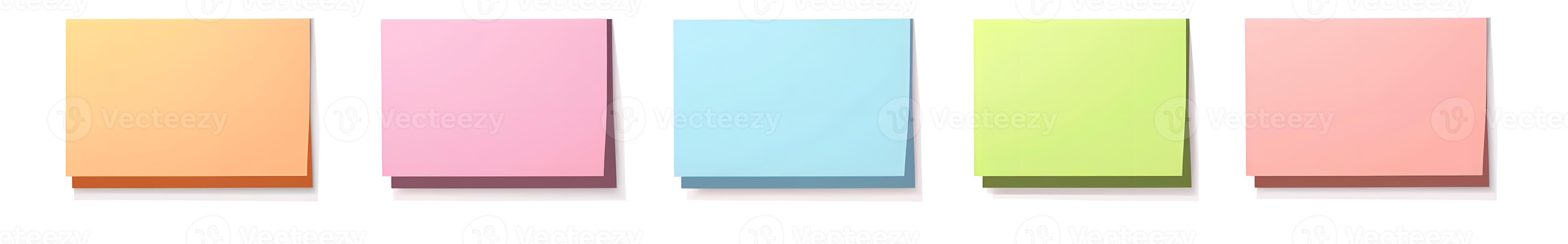 Four pastel-colored rectangular notepads displayed. photo
