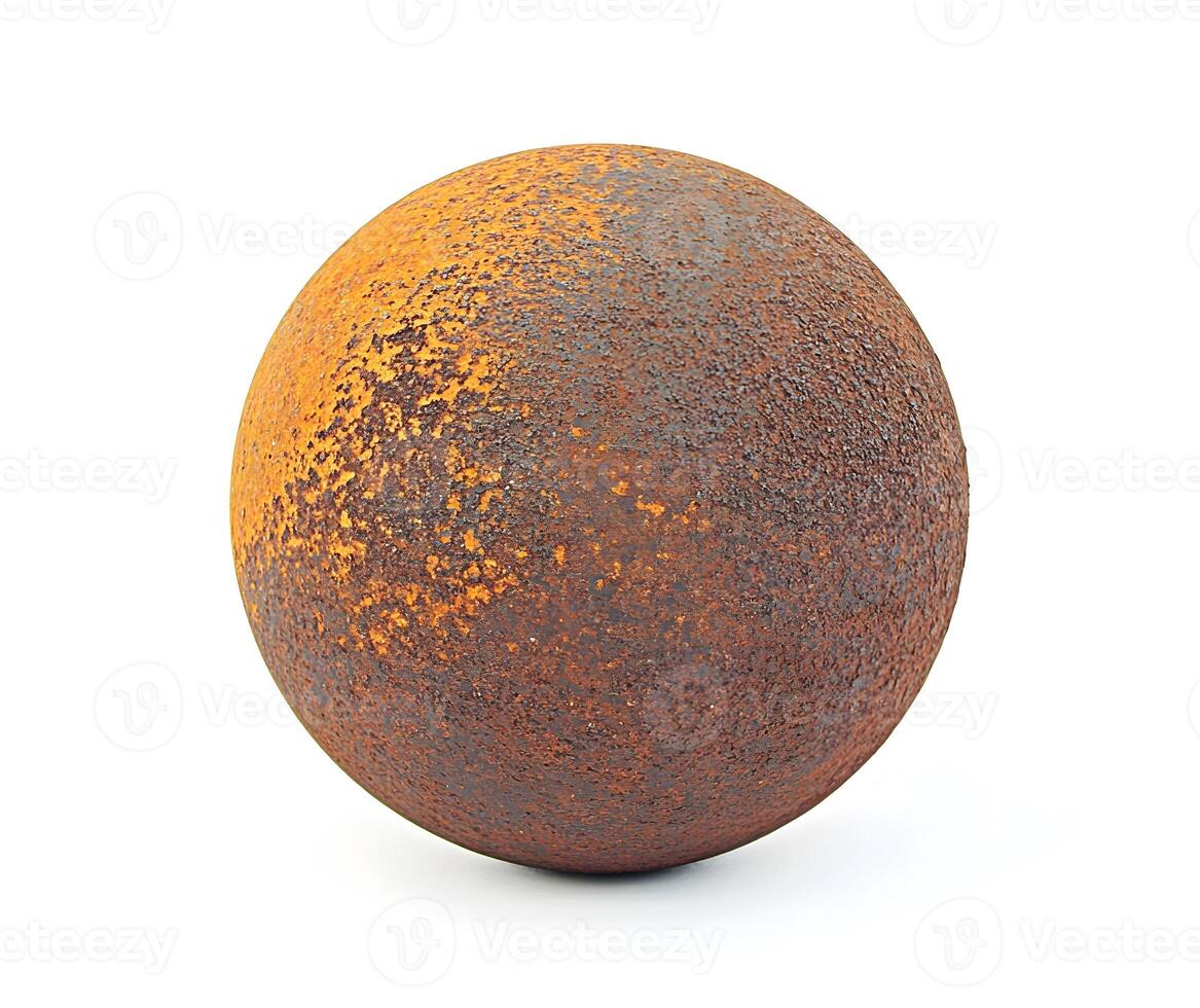 Rusty orb sphere with uneven texture. photo