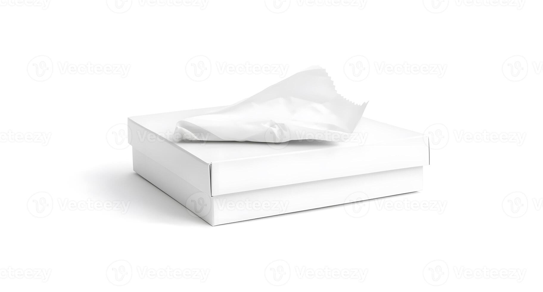 White box with crumpled tissue paper inside. photo
