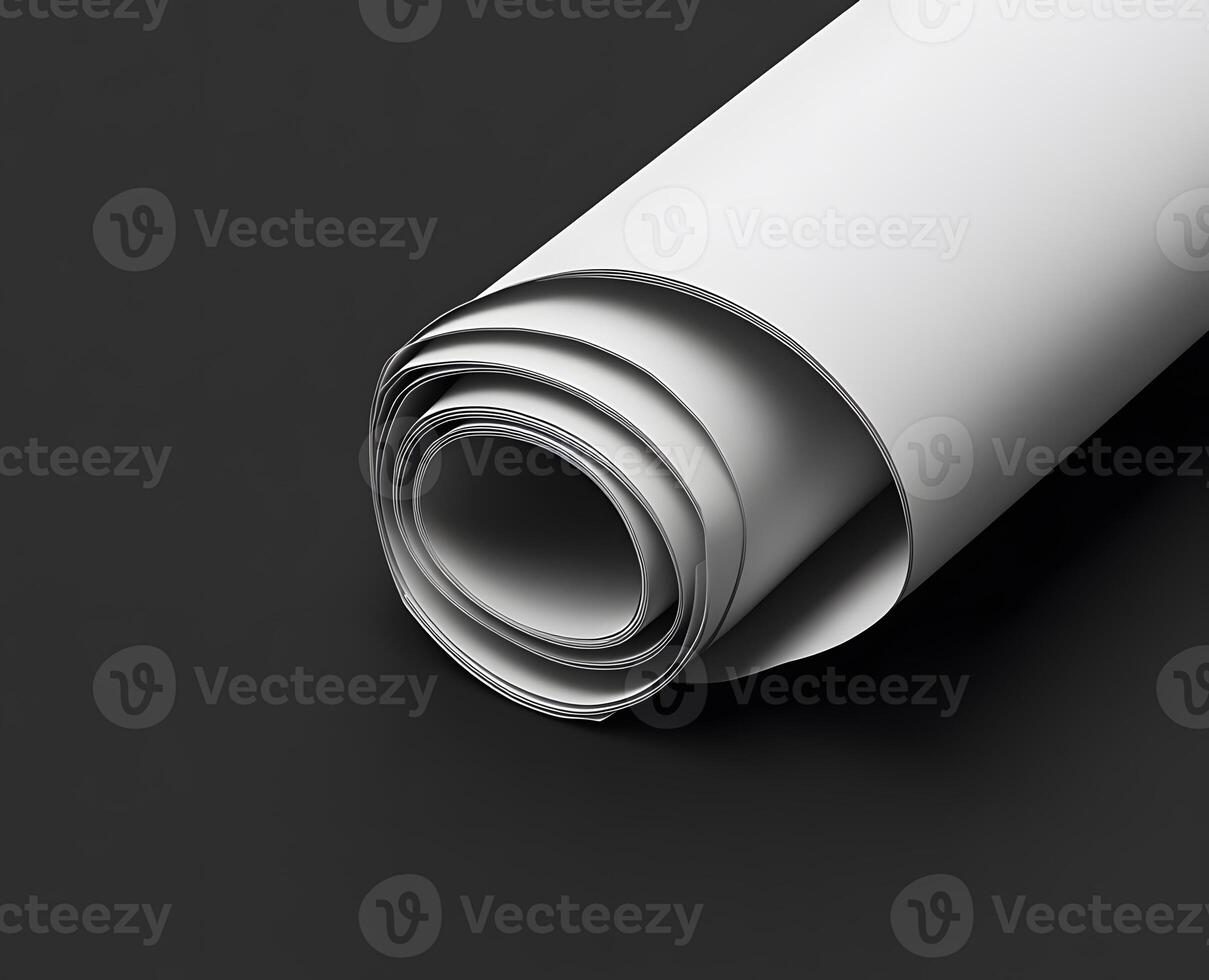 Rolled sheets of paper on a dark surface. photo