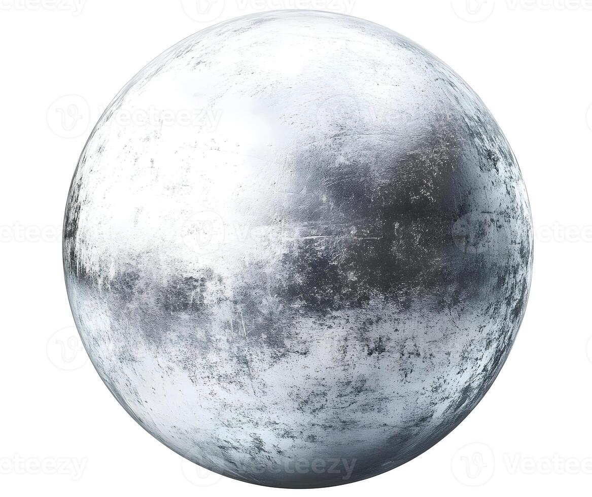Detailed sphere with a distressed, metallic texture. photo