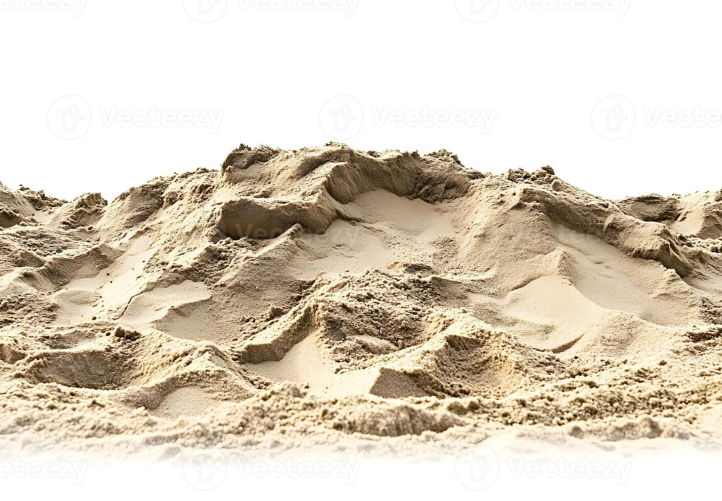 A mound of light brown sand against a white background. photo