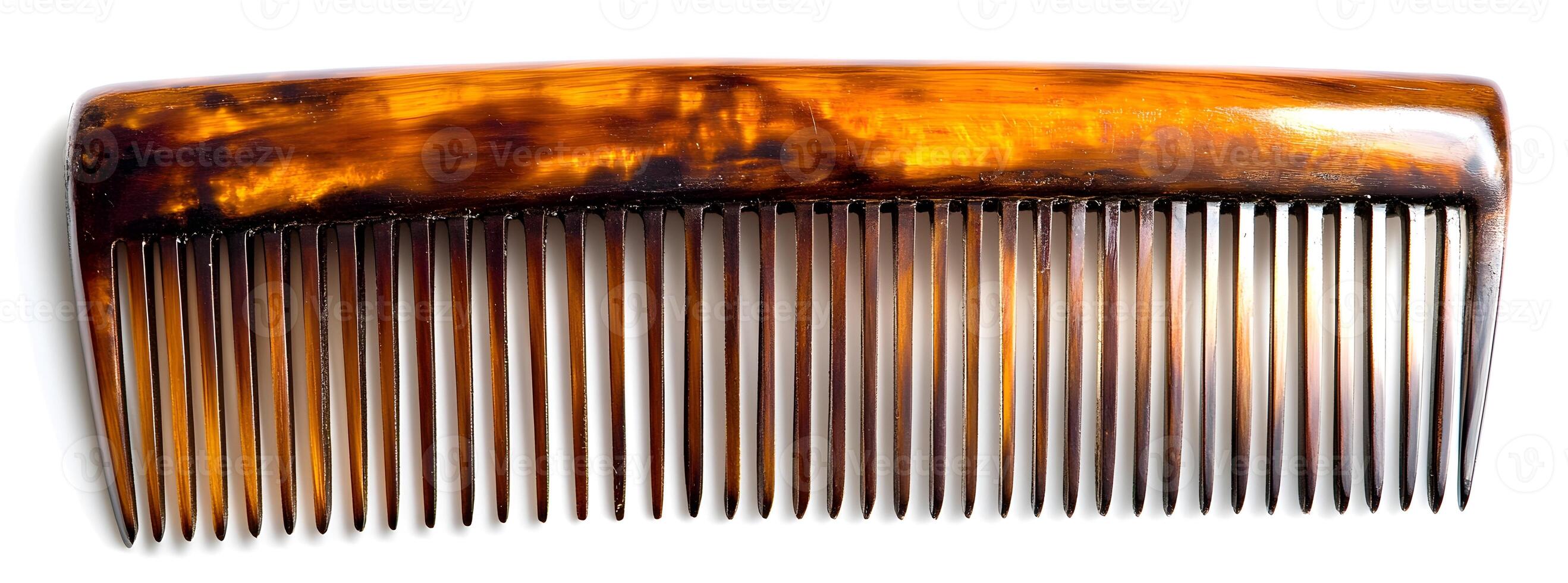 Detailed view of a tortoiseshell colored hair comb. photo