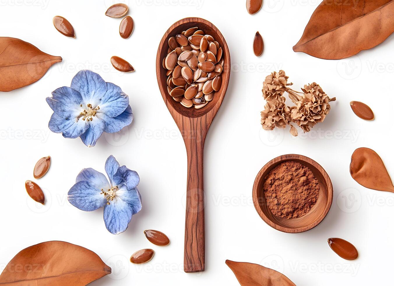 Natural ingredients arranged in a flat lay composition. photo