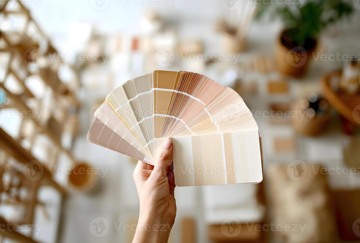 Hand holding a paint color palette. photo