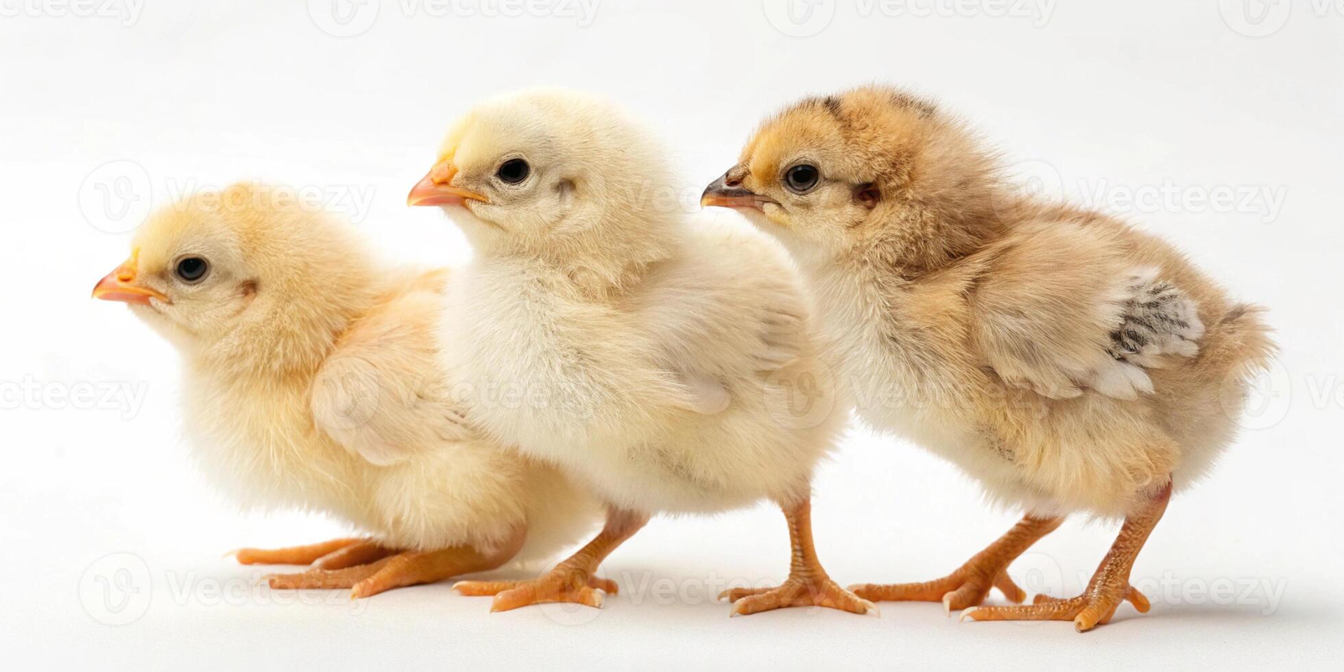 High Quality Image of Baby Chicks on White photo