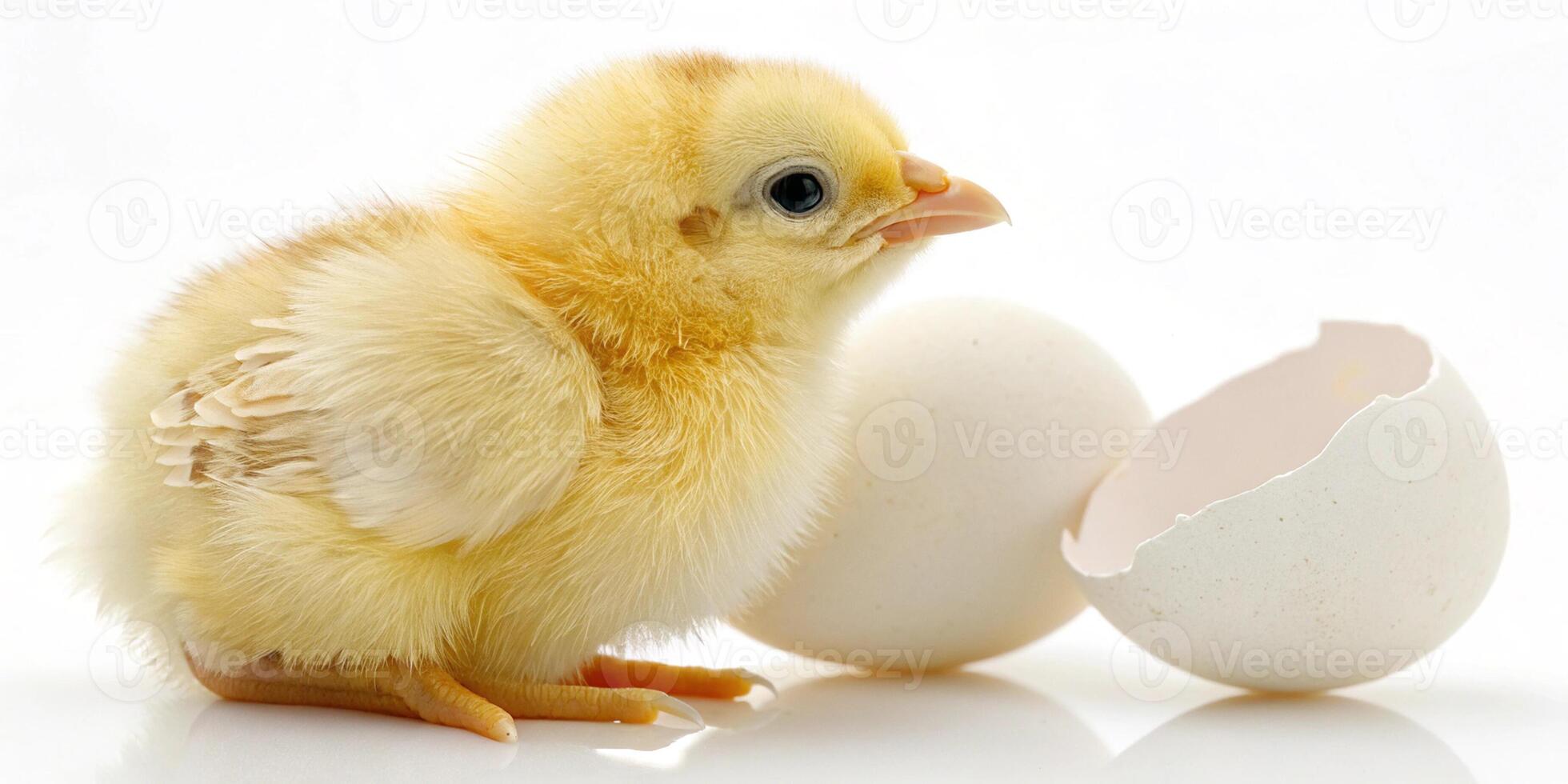 Fluffy Baby Chicks Isolated on White photo