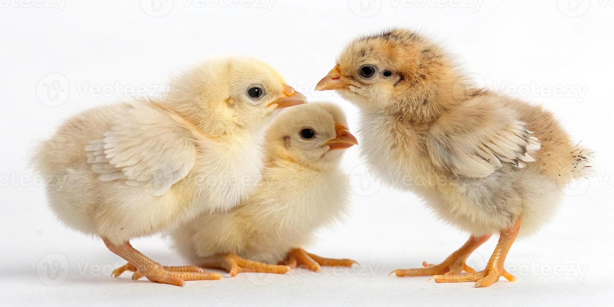 Group of Baby Chicks on White Surface photo