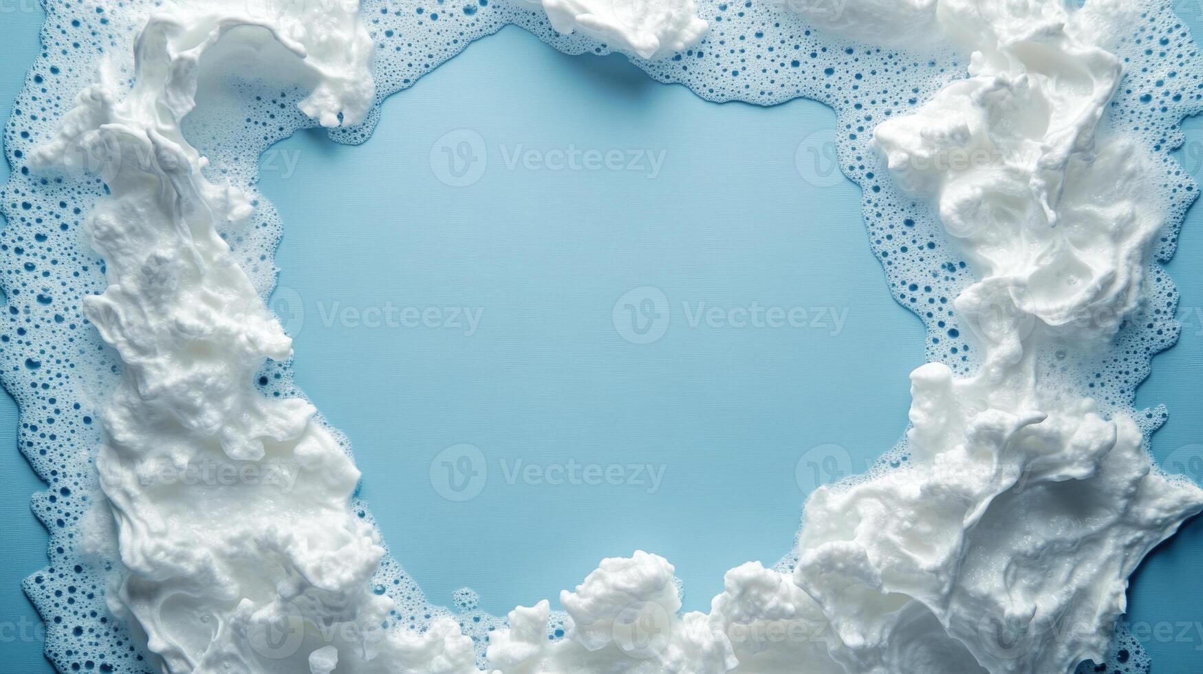 White foam forms a heart shape on a soothing blue background, evoking feelings of love and tranquility photo