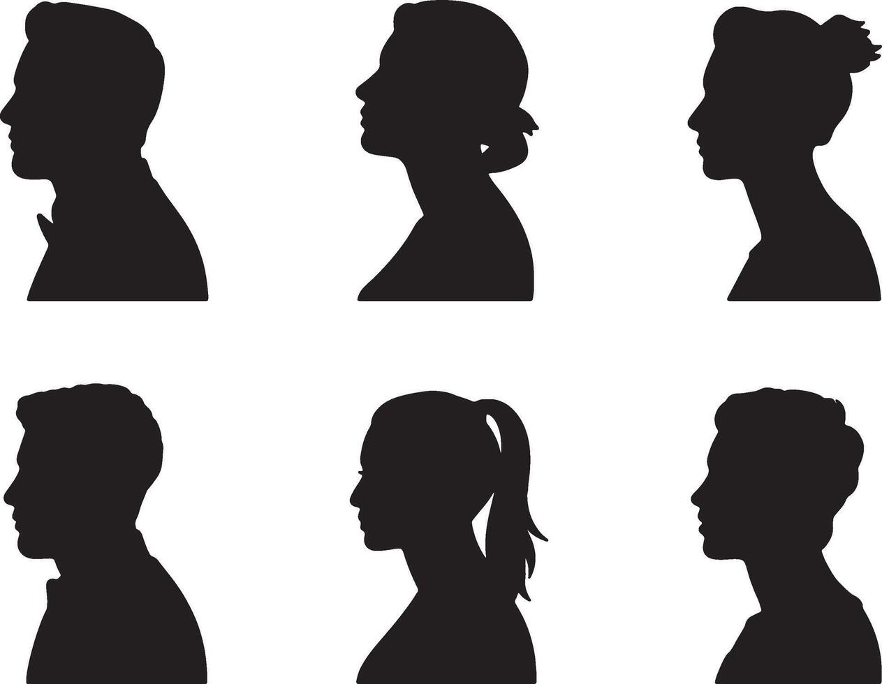 silhouettes of people in different poses, including a man and woman vector