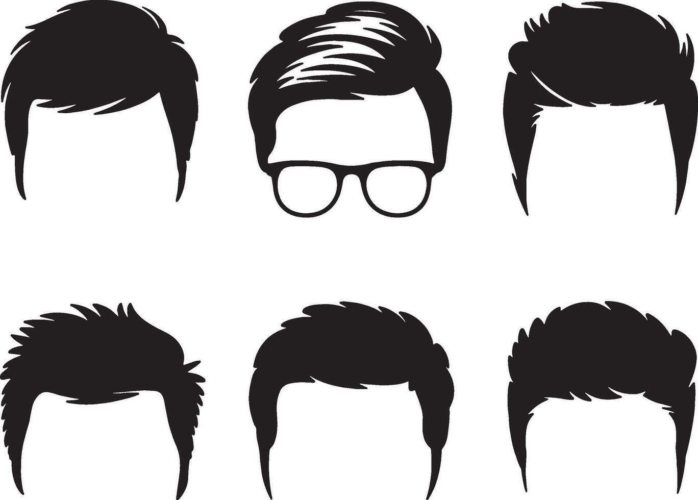 Six stylish mens hairstyle silhouettes graphics vector