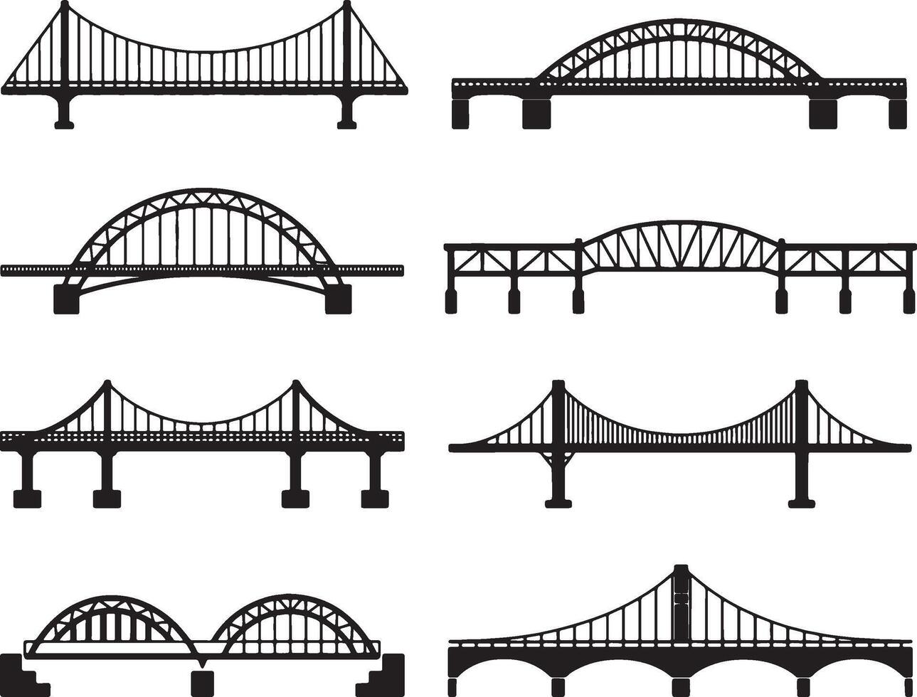 a set of different bridges in different shapes and sizes vector