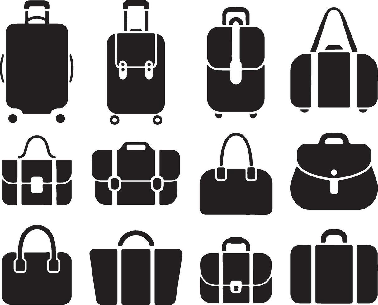luggage icons set on white background vector