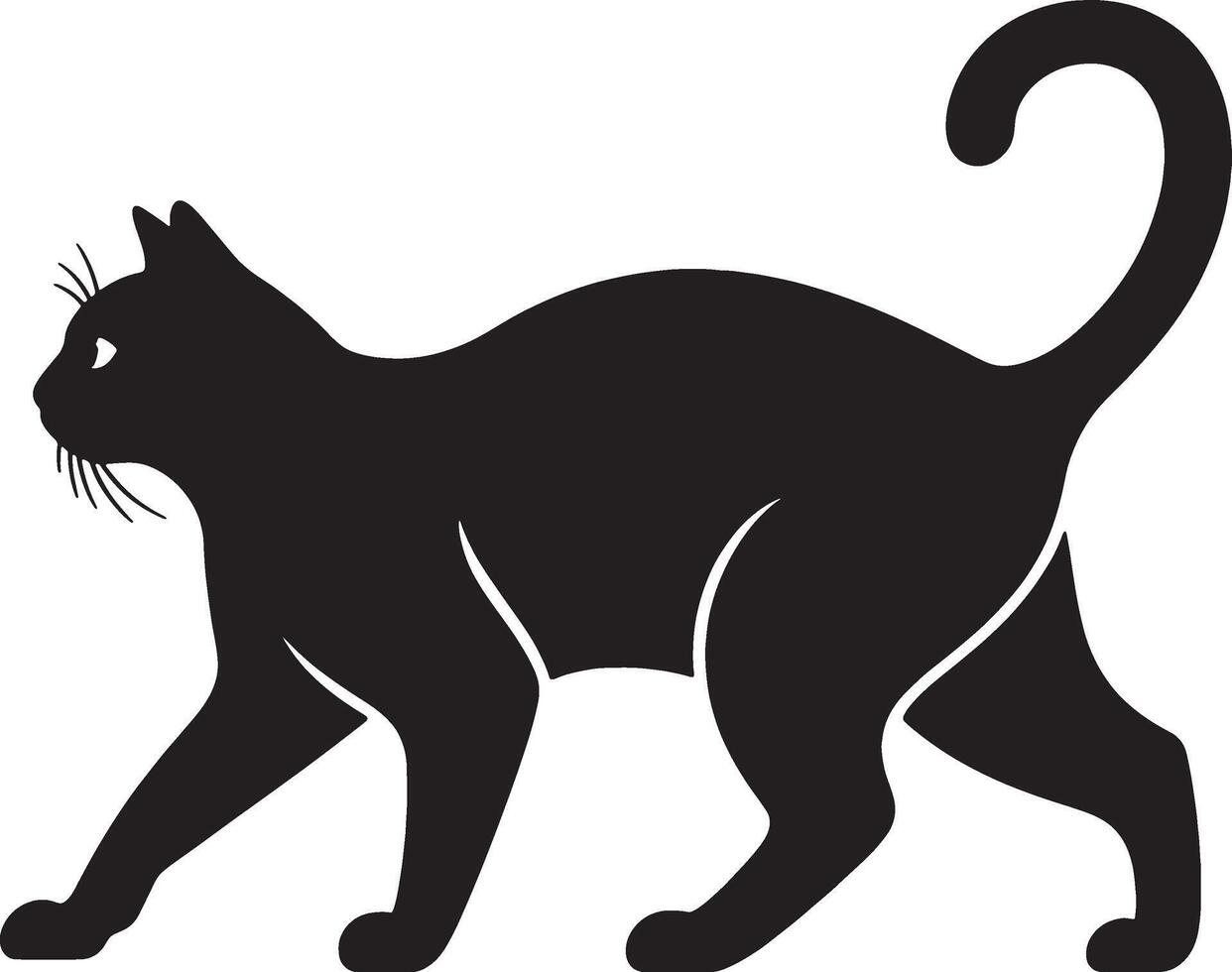 Elegant black cat silhouette walking profile vector