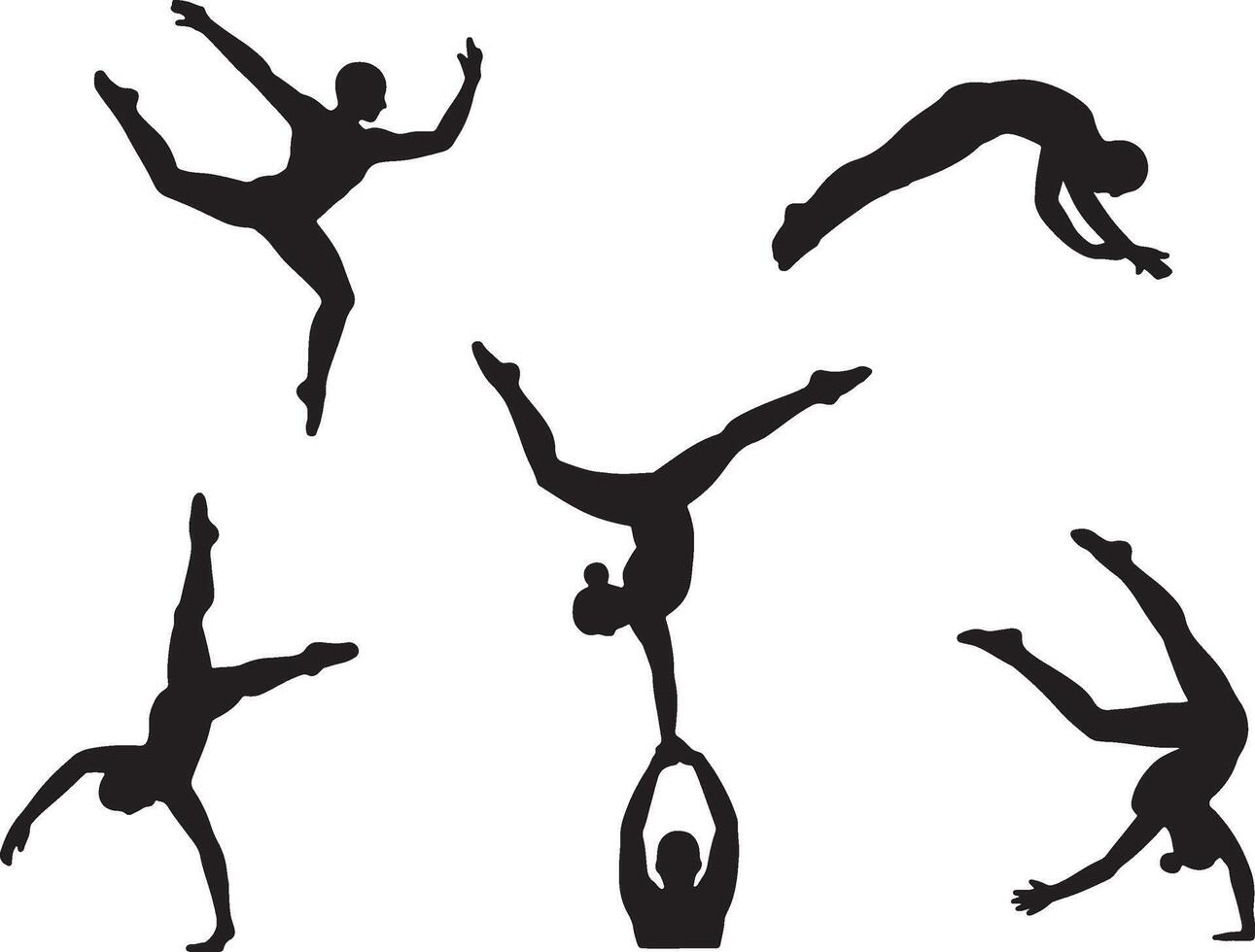 Gymnastics silhouettes diverse poses athletic action vector