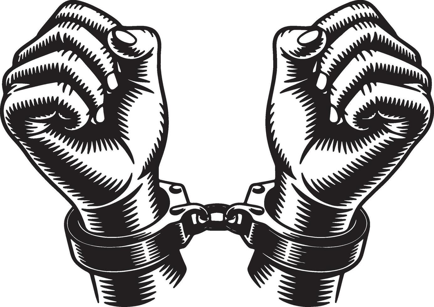 Handcuffed fists clenched in defiance powerful image vector