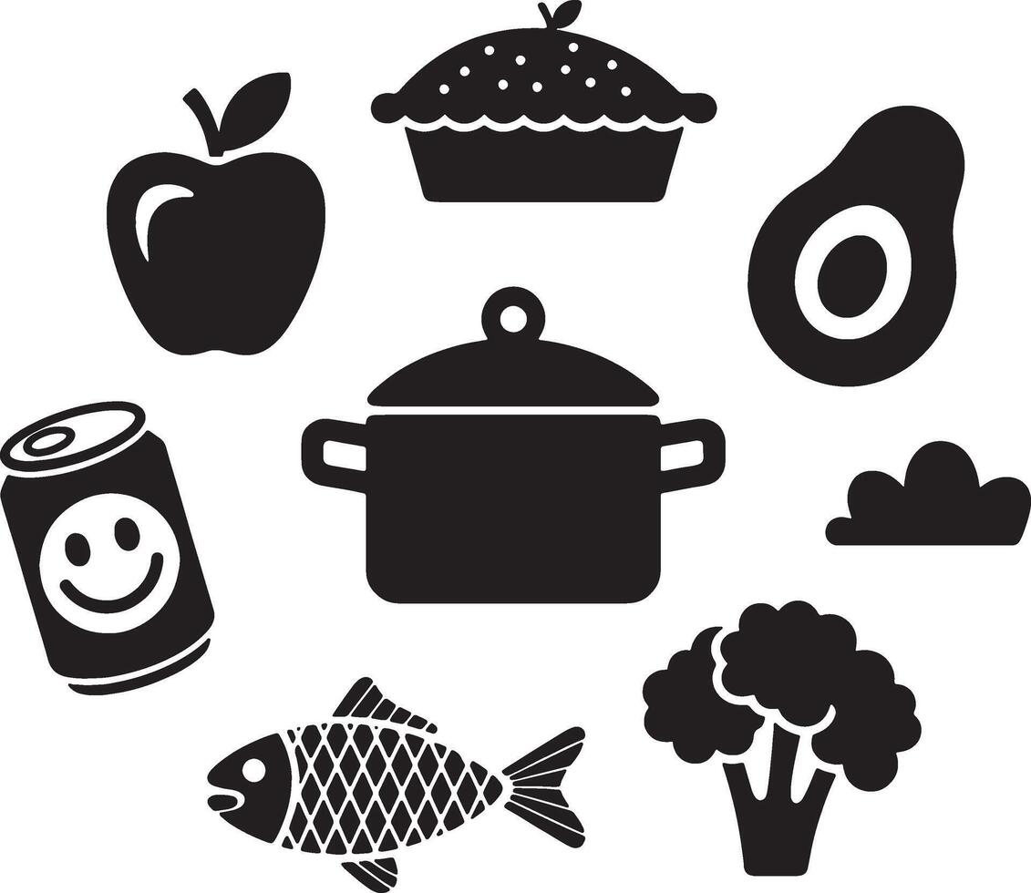 food and drink icons set illustration vector