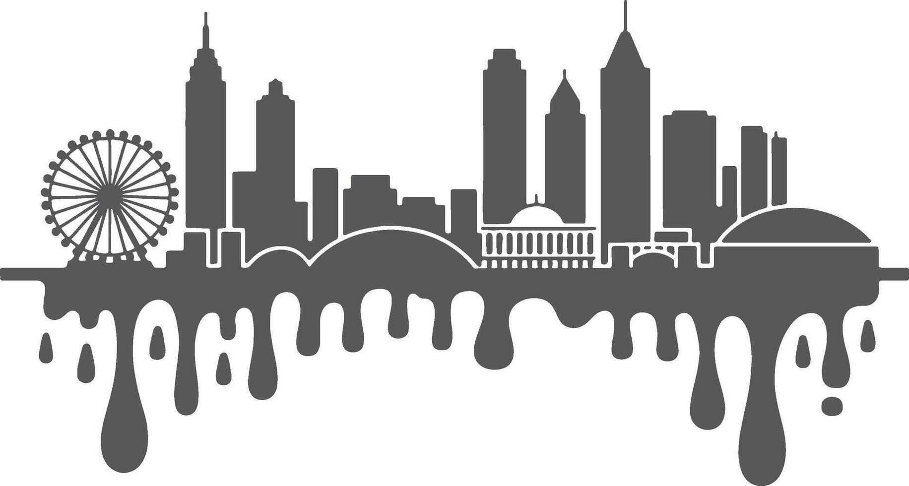 Atlanta city skyline melting drip design vector