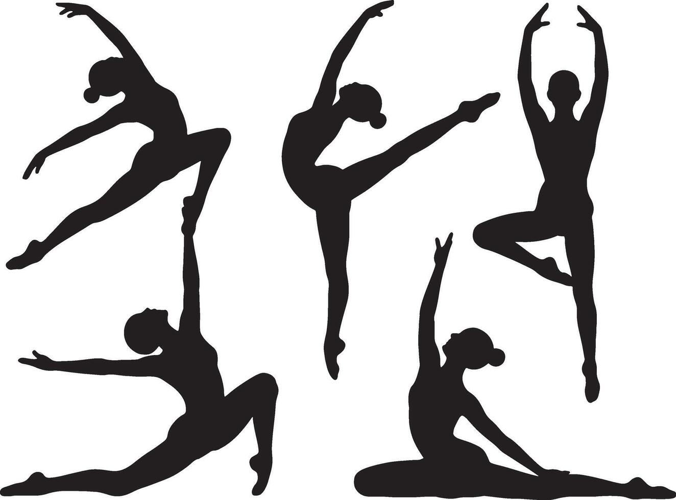 ballerina silhouettes graceful dance poses vector