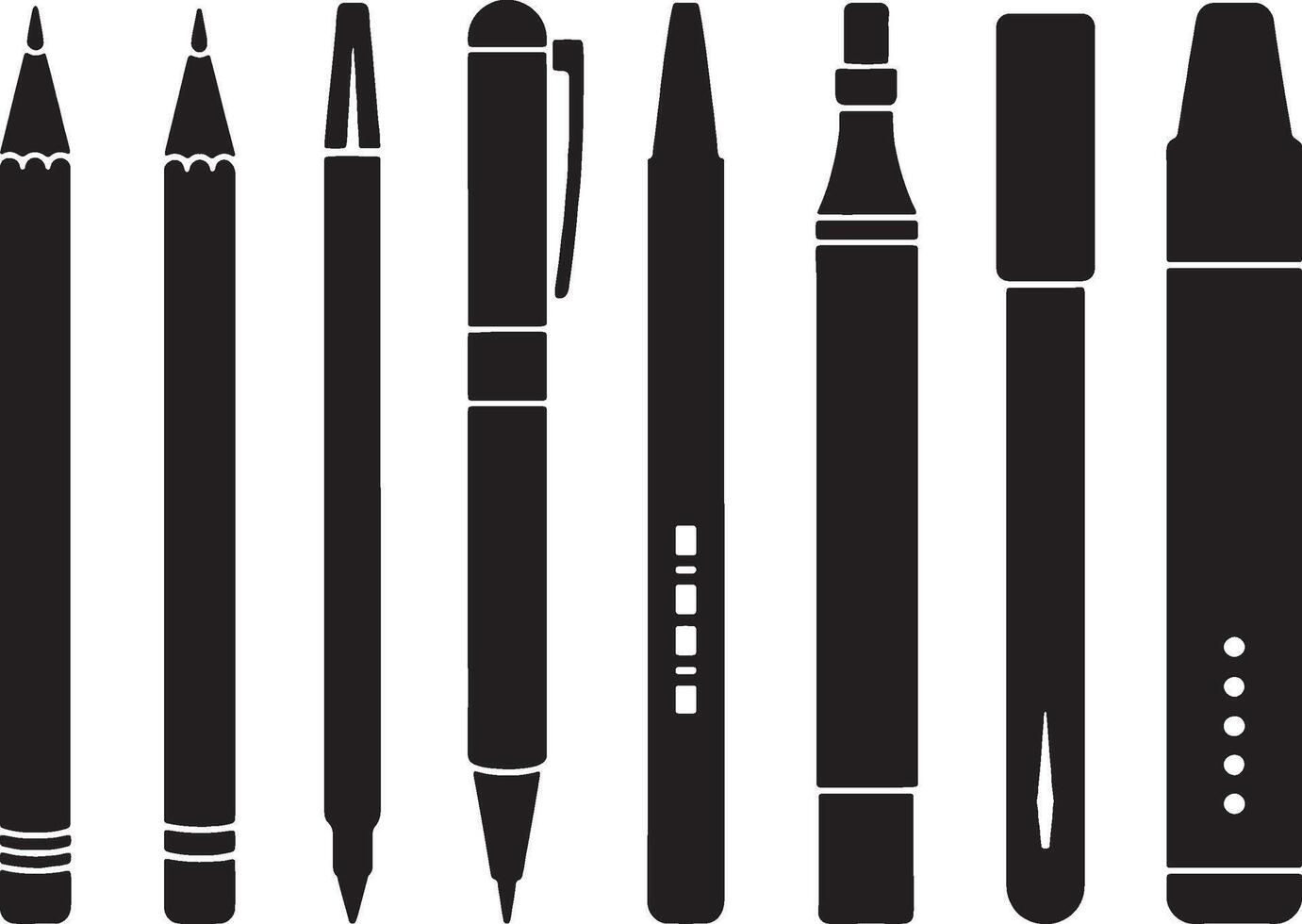 Black and white writing utensils collection vector