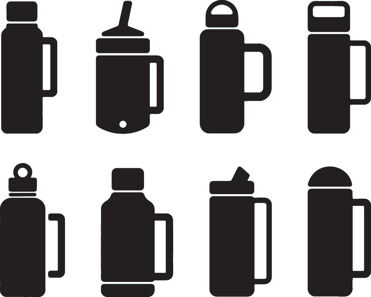 Various types of thermoses and mates for hot drinks vector