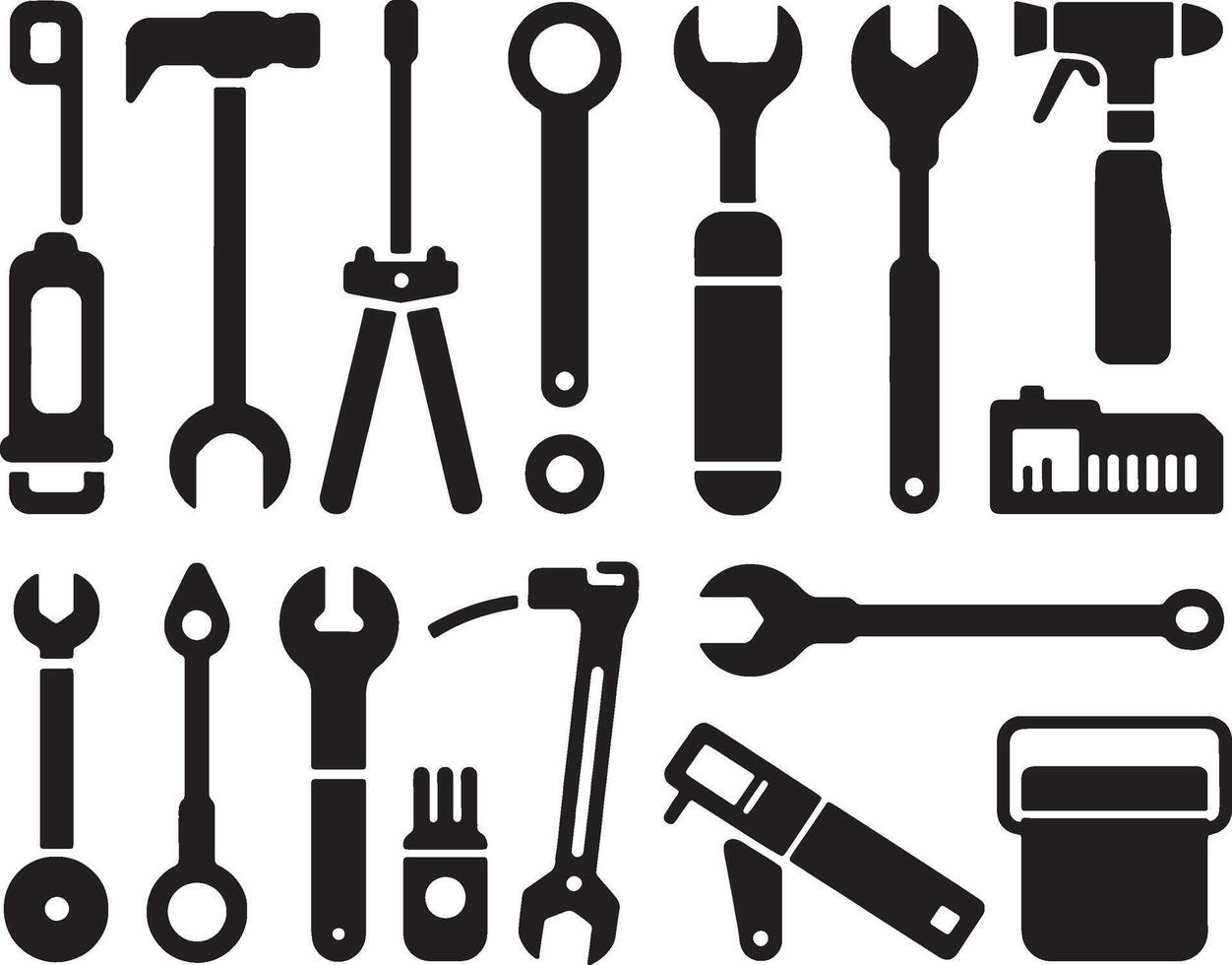 tools icons set on white background vector