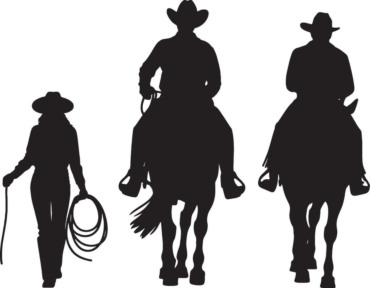 cowboy silhouette illustration vector