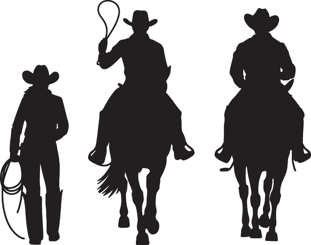 cowboy silhouette set illustration vector