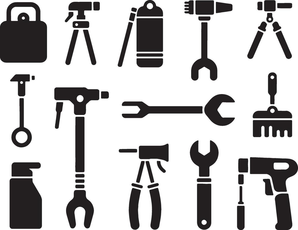 Collection of various tools and equipment icons vector