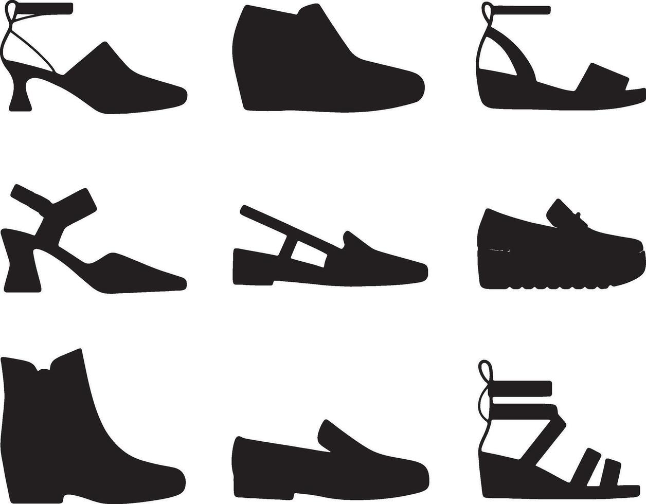 shoes silhouettes set of different shoes vector