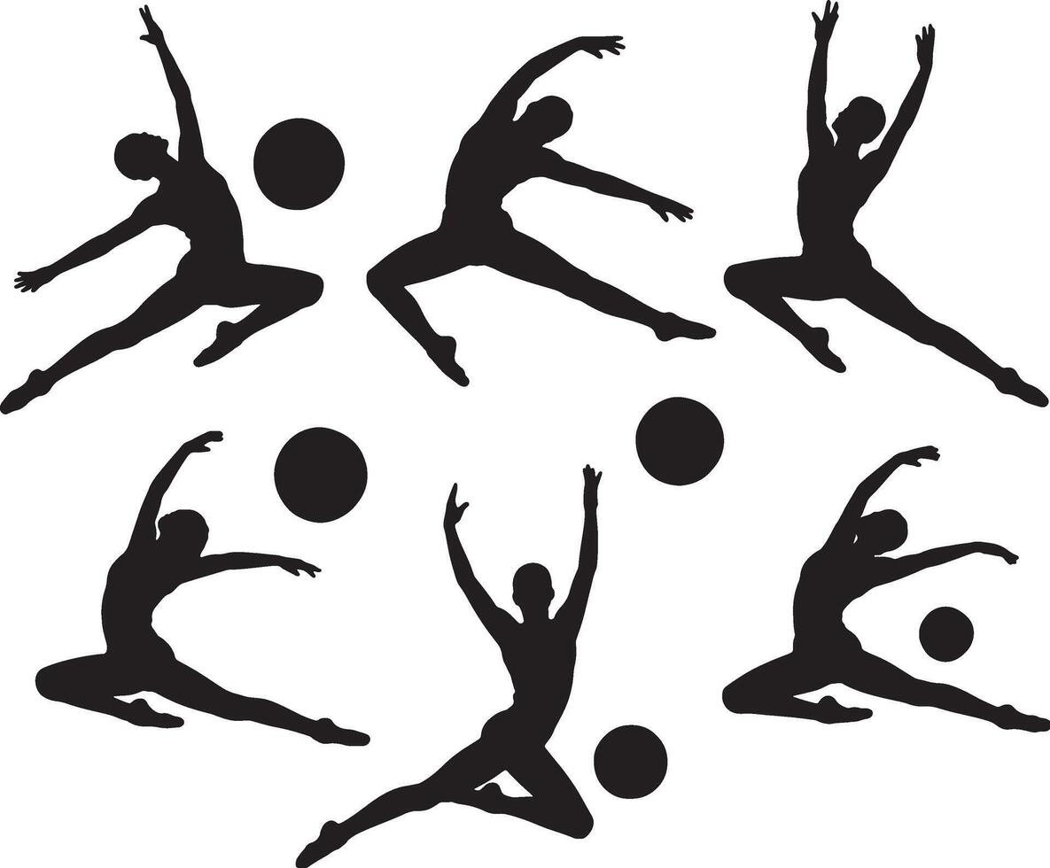 silhouettes of a woman jumping and playing volleyball vector