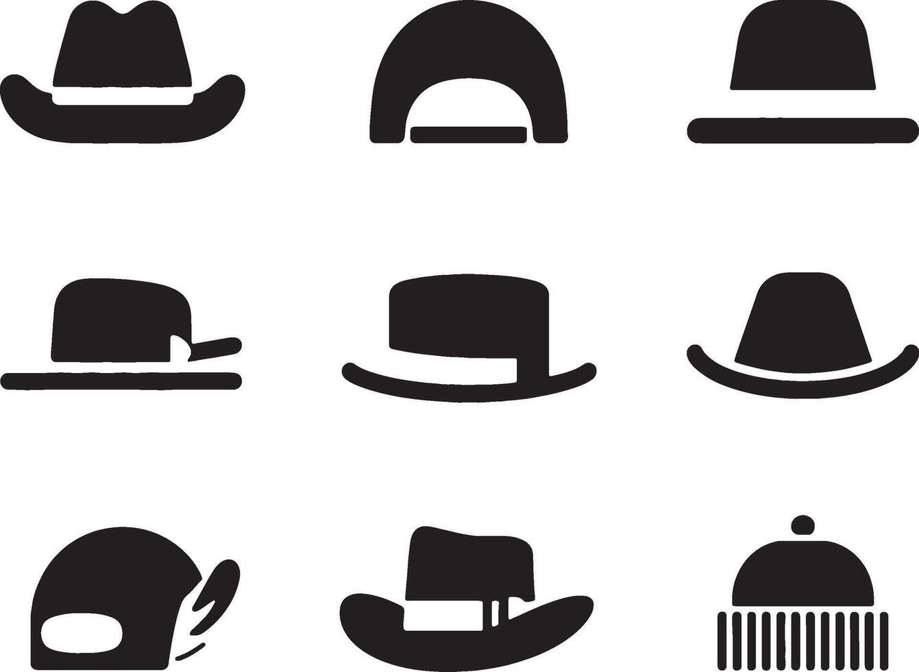 a set of hats icons on a white background vector