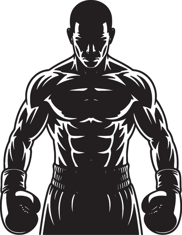 Powerful boxer ready to fight strong athlete vector