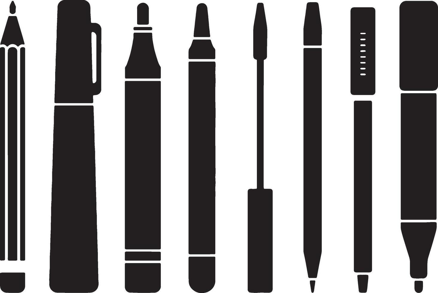 Black and white silhouettes of writing utensils vector