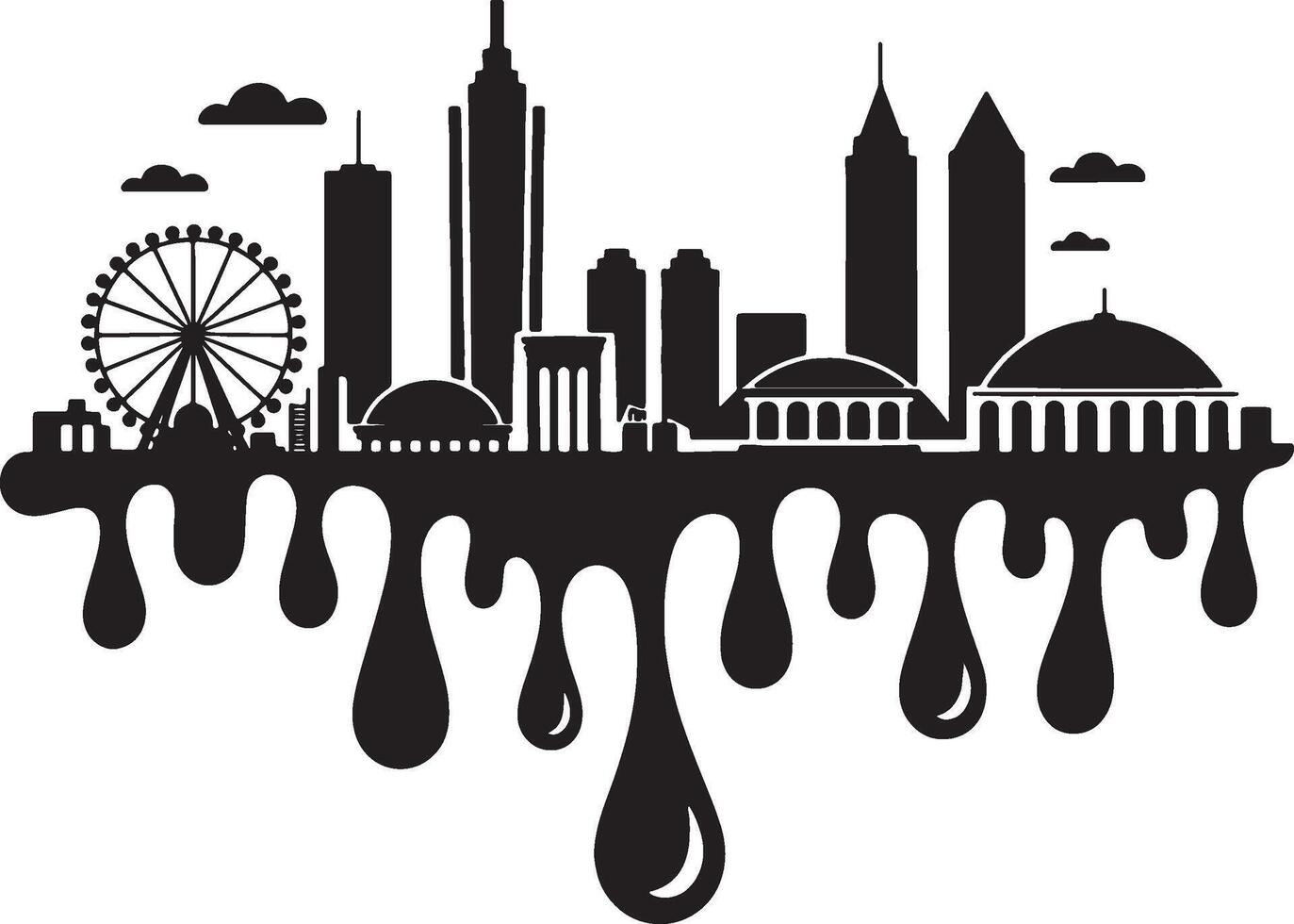 Atlanta city skyline meltdown drip art design vector