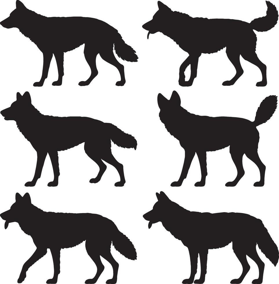 a wolf silhouette set vector