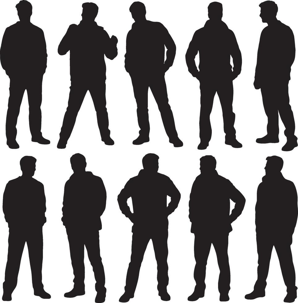 Amazing silhouettes of men in different poses vector